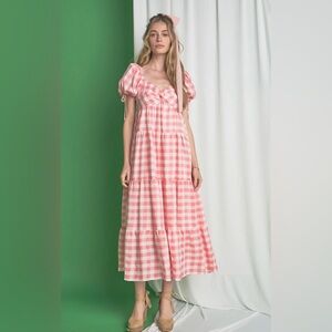 English Factory Knotted Gingham Dress